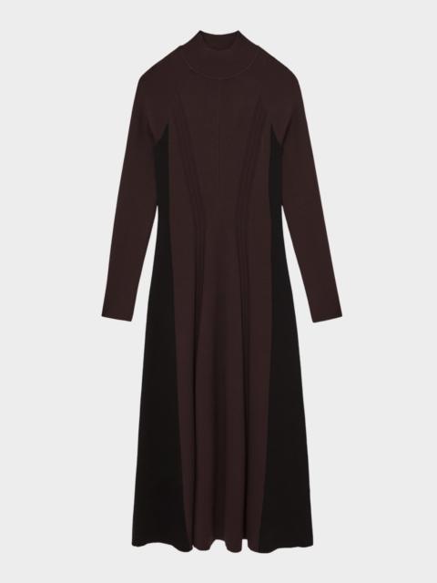 REISS Zaya Contrast-Panel Knit Midi Dress