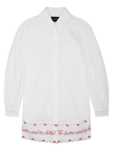 Embroidered cotton shirt dress