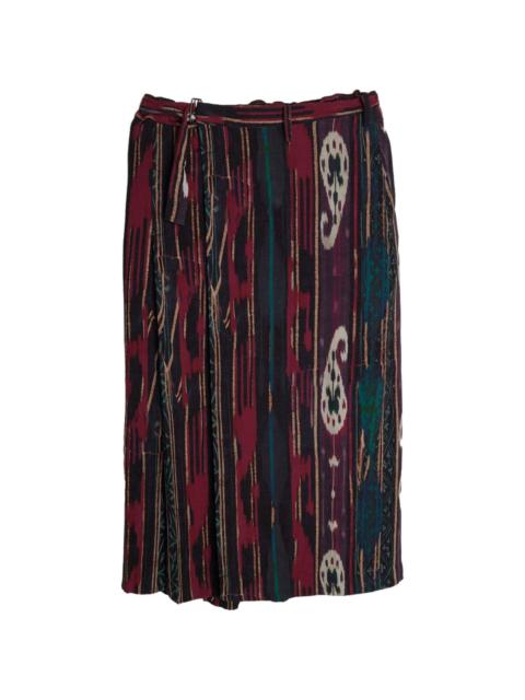 stripe-pattern cotton skirt