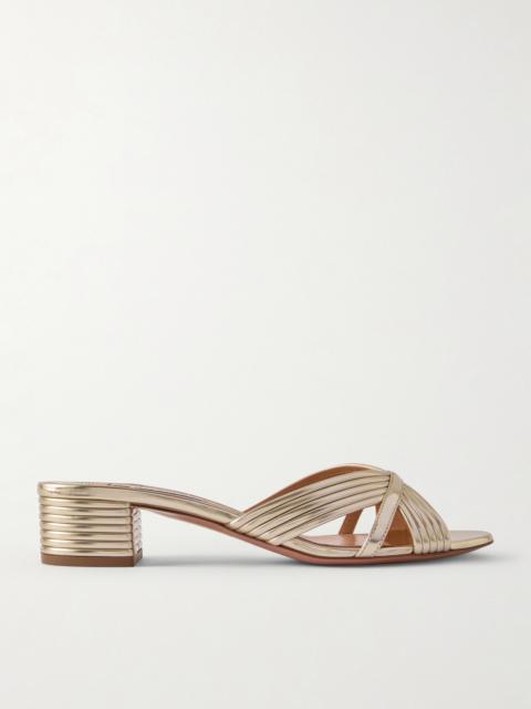 AQUAZZURA Sundance 35 Metallic Leather Mules