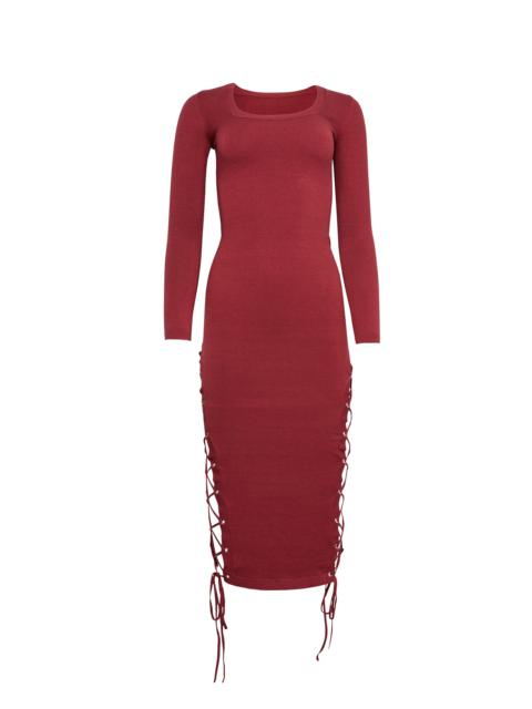 Fleur du Mal Knit Lace Up Midi Dress