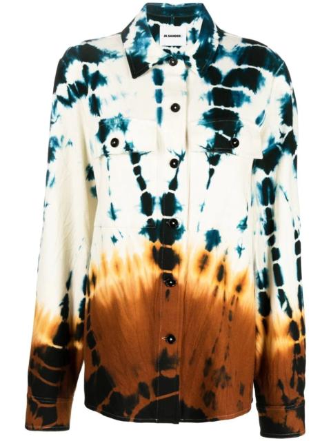 abstract print wool-blend shirt