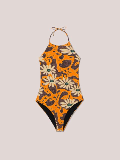 Nanushka DAYLIN - Matte stretch floral onepiece - Orange