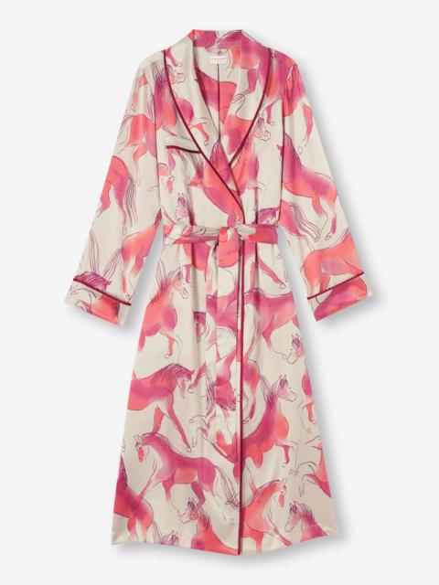 Derek Rose Women's Long Dressing Gown Brindisi 96 Silk Satin Cream