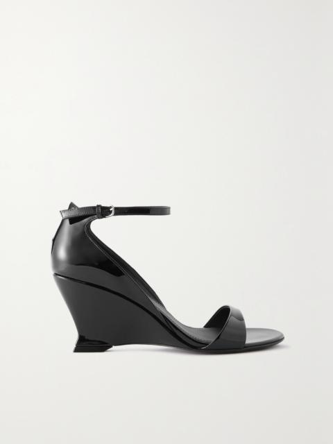 FERRAGAMO Vidette Patent-leather Wedge Sandals