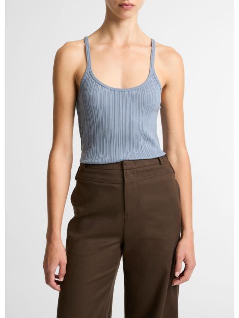 Vince Variegated-Rib Cotton-Blend Tank