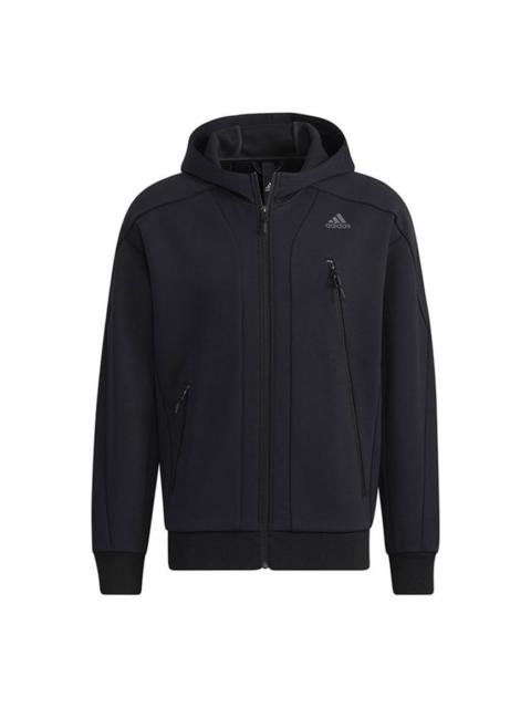 adidas Sports hooded casual Jacket Black H39237