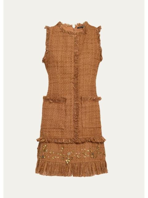 KOBI HALPERIN Rives Sequin-Embellished Tweed A-Line Mini Dress