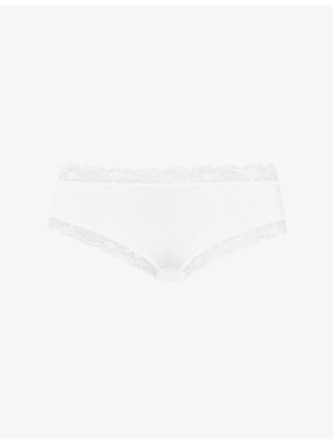 HANRO Mid-rise lace-trim stretch-cotton briefs