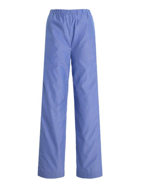 AMIYA Britannia Cotton Straight-Leg Pants blue