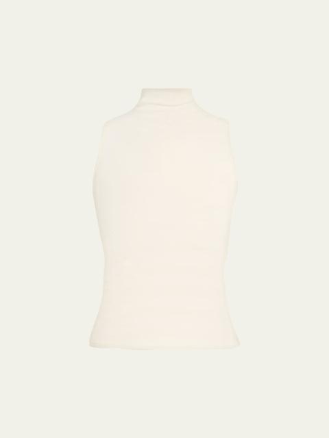 Ralph Lauren Naomie Rib-Knit Stretch Silk Top
