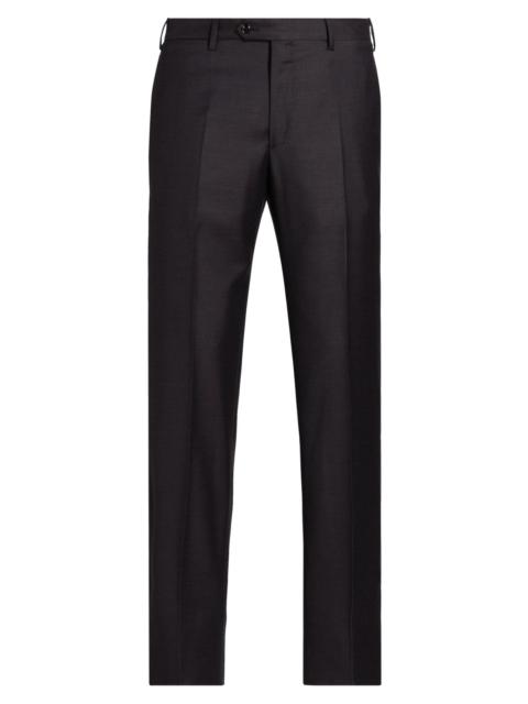 GIORGIO ARMANI Men's Textured Solid Wool Trousers - Black Wool