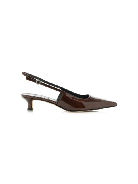 Aeyde Catrina Metallic Patent Leather Slingback Pumps brown