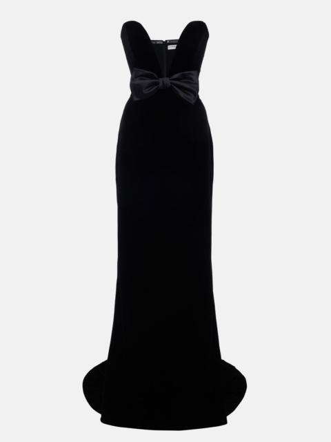 Alessandra Rich VELVET GOWN WITH DUCHESSE BOW
