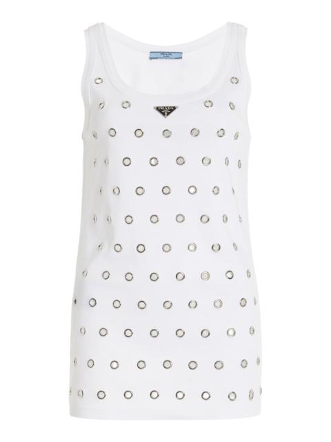 Grommet-Detailed Cotton Tank Top white