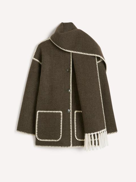 Totême Embroidered scarf jacket chocolate melange