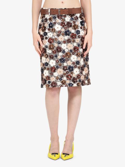 N°21 FLORAL-EMBELLISHED SEQUIN SKIRT