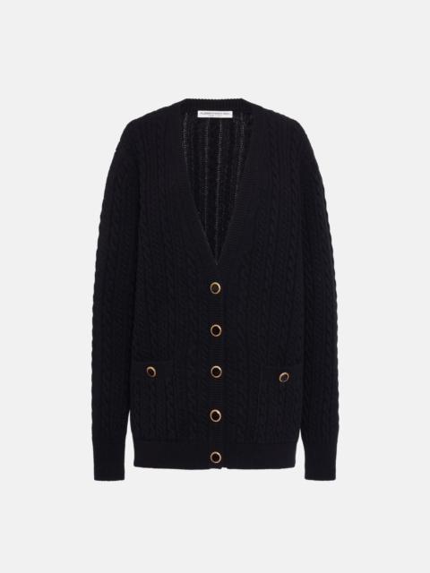 Alessandra Rich OVERSIZED WOOL BLEND KNITTED CARDIGAN, JWL BUTTONS