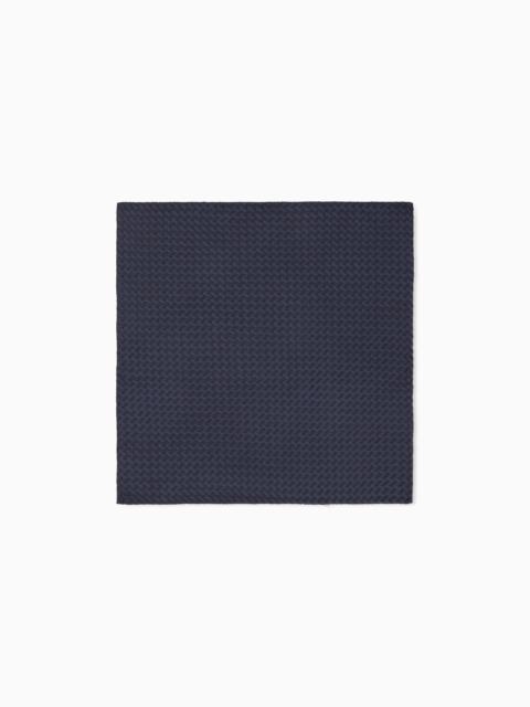 GIORGIO ARMANI SILK POCKET SQUARE WITH HERRINGBONE PATTERN
