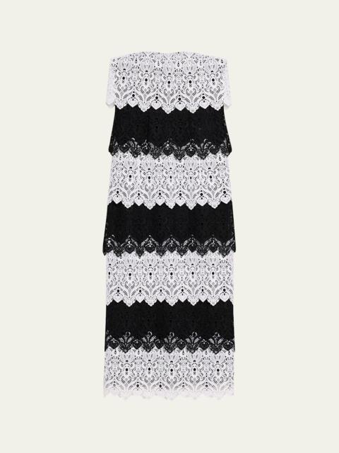 CAROLINA HERRERA Lace-Trim Strapless Maxi Dress