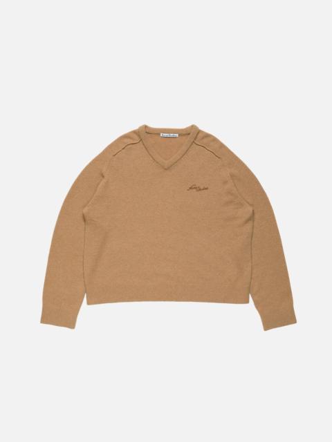 Acne Studios Camel hair v-neck sweater - Light camel