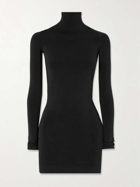 Stretch-jersey turtleneck mini dress