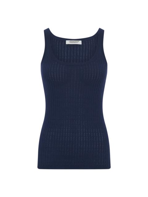 GABRIELA HEARST Nevin Pointelle Knit Tank Top in Electric Navy Cashmere Silk