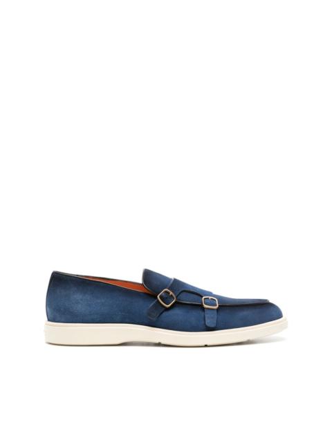 Santoni almond-toe suede monk shoes