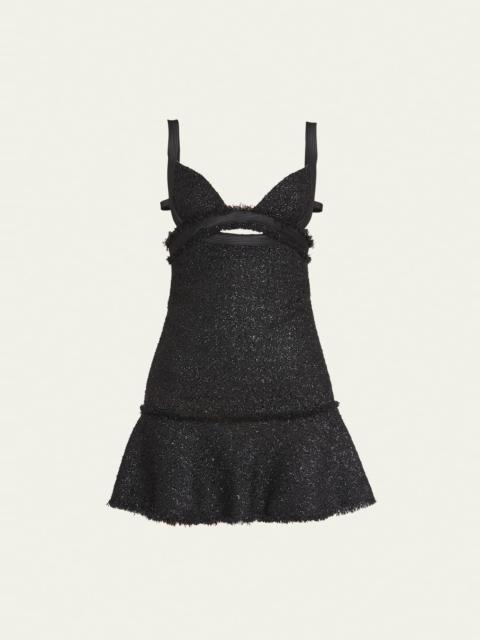 Lurex Tweed Mini Dress with Cutout Details