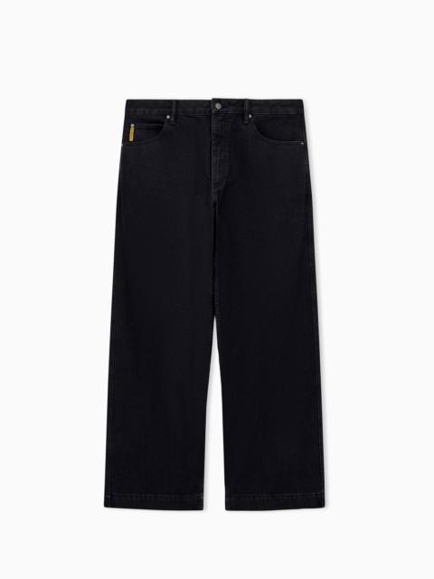 EMPORIO ARMANI WIDE-LEG FIVE-POCKET JEANS IN LIGHT ENZYME WASH DENIM
