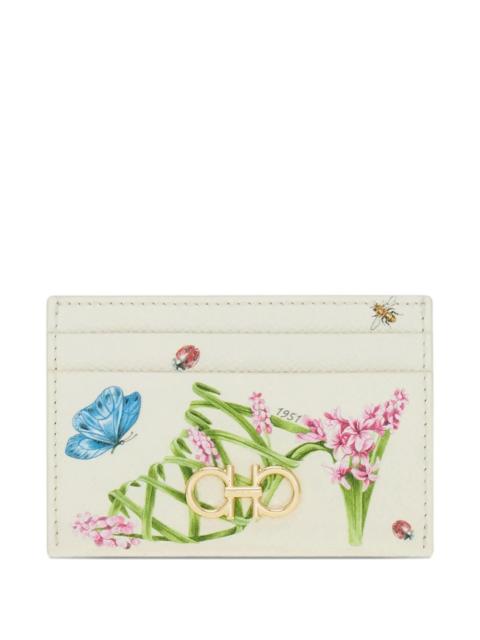 FERRAGAMO Gancini Card Holder with Floral Print