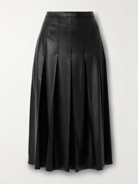 Herson pleated vegan leather midi skirt