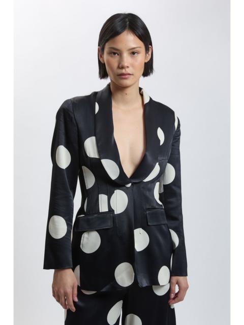 KAREN MILLEN Petite Viscose Satin Polka Dot Tailored Blazer