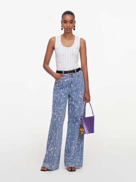 self-portrait Blue Textured Denim Jeans