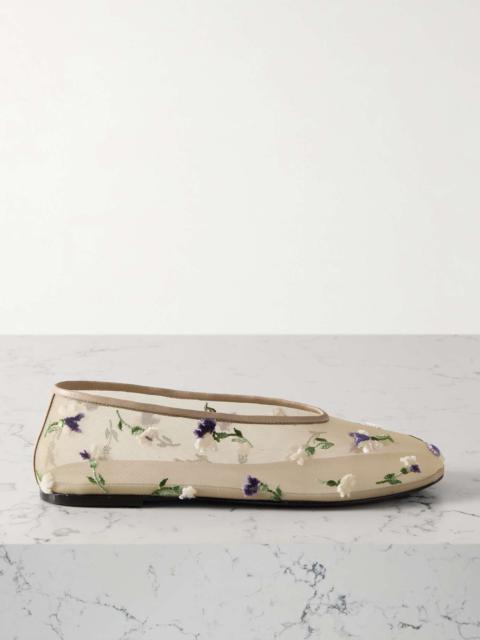 KHAITE Marcy embroidered mesh ballet flats