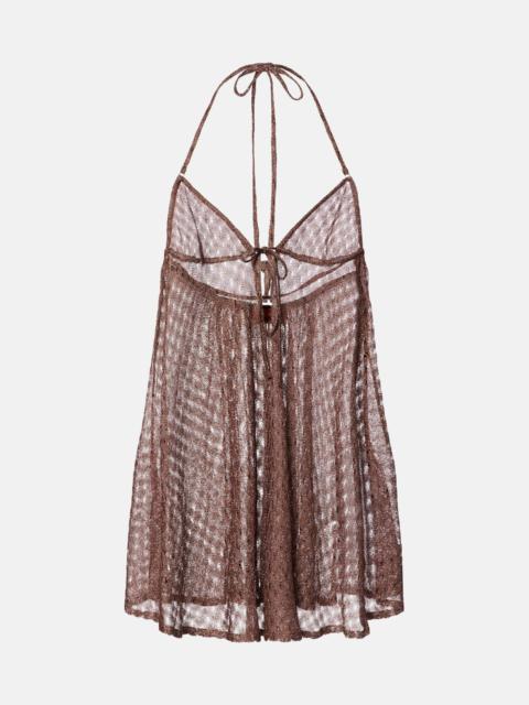 Missoni Open-knit halterneck lamé beach cover-up