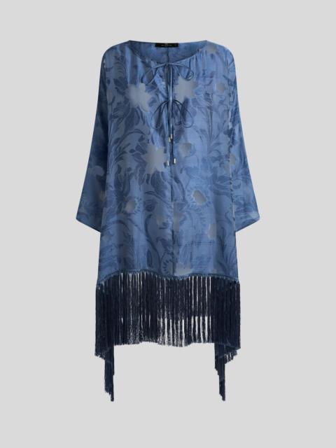 Etro SILK JACQUARD KAFTAN WITH FRINGING AND FIL COUPÉ FLORAL MOTIF