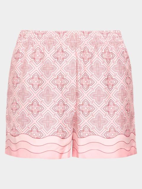 CASABLANCA Radiating Monogram Silk Pull-On Shorts