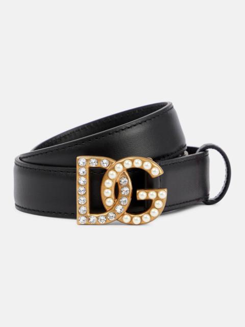 Dolce & Gabbana Embellished DG leather belt