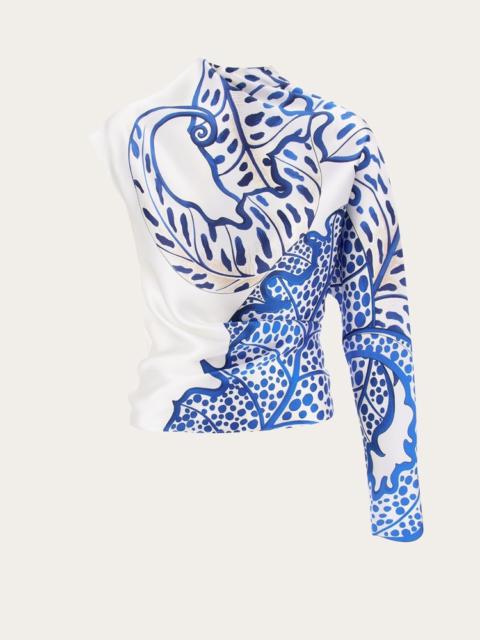 FERRAGAMO ASYMMETRIC SATIN TOP