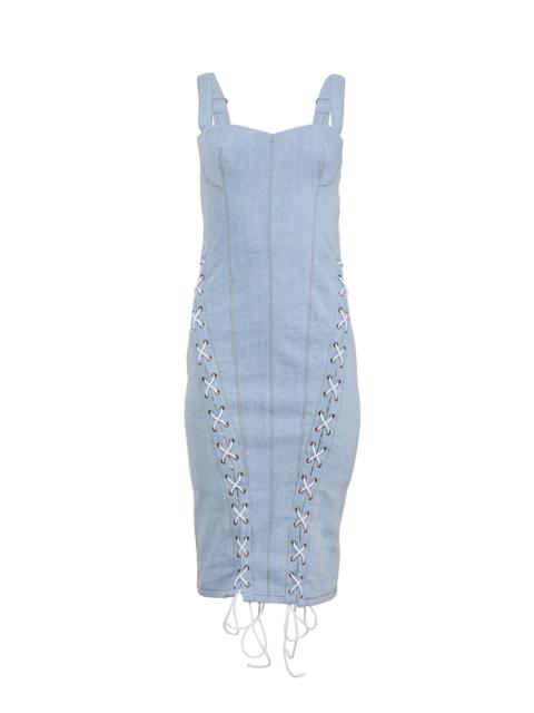 Fleur du Mal Denim Lace Up Dress