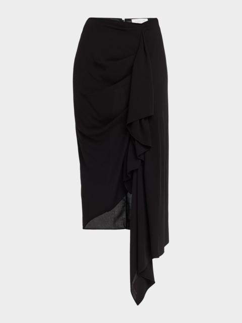 MICHAEL KORS COLLECTION Draped Fluid Wool Midi Pencil Skirt