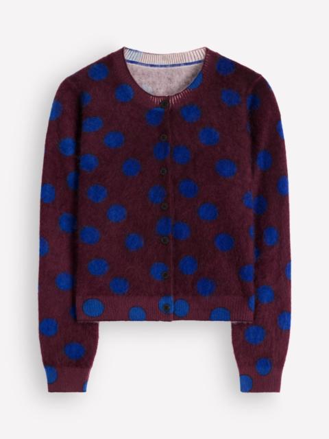 BODEN Kat Brushed Cashmere Cardigan-Dark Cherry Spot