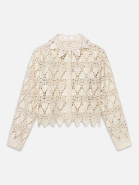 FRAME The Lace Button Up Shirt in Ecru