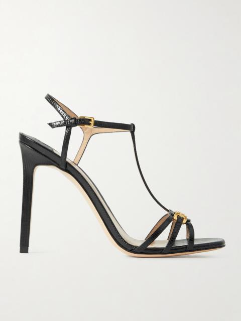 TOM FORD Embellished Lizard-effect Leather Sandals