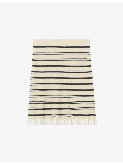 Claudie Pierlot Striped Ribbed Knitted Mini Skirt