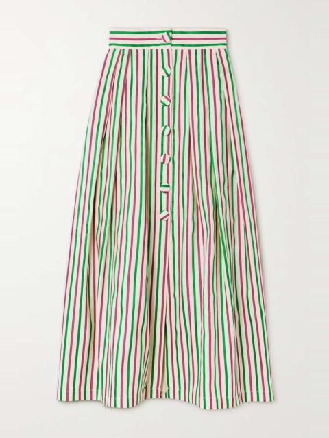 DESTREE Irving pleated striped faille maxi skirt