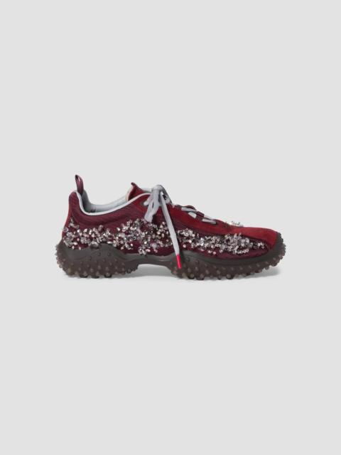 Miu Miu Women's Bubble Embroidered Technical Fabric and Suede Sneakers - Dark Red