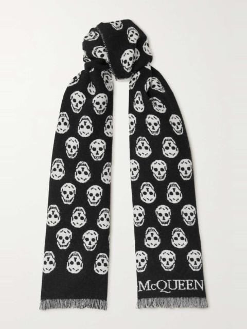 Alexander McQueen Fringed wool-jacquard scarf