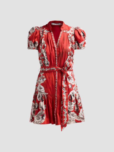 Alice + Olivia Women's Cora Floral Tiered Mini Shirtdress - Rose Garden Hibiscus